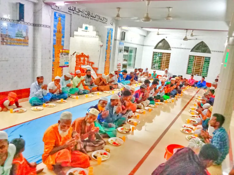Community members sharing an Iftar meal